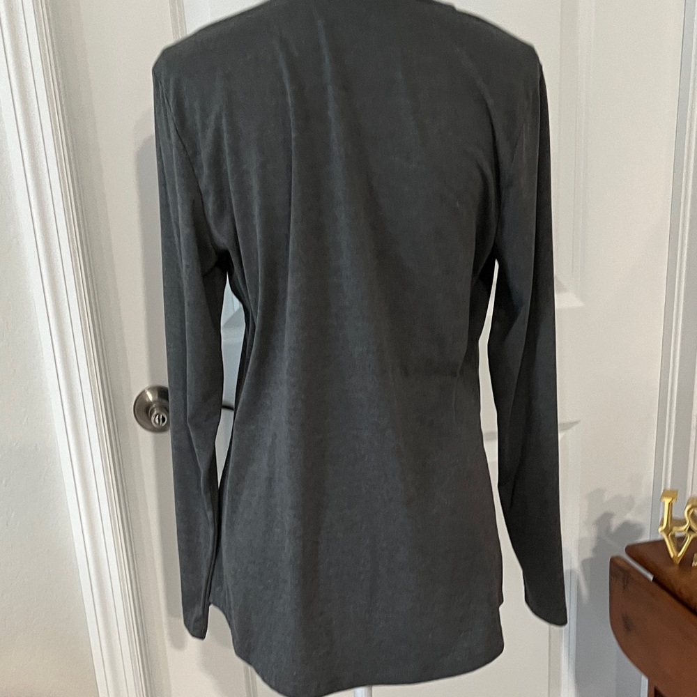 Ouges Vtg Elegant Charcoal Long Sleeve Henley Top… - image 6
